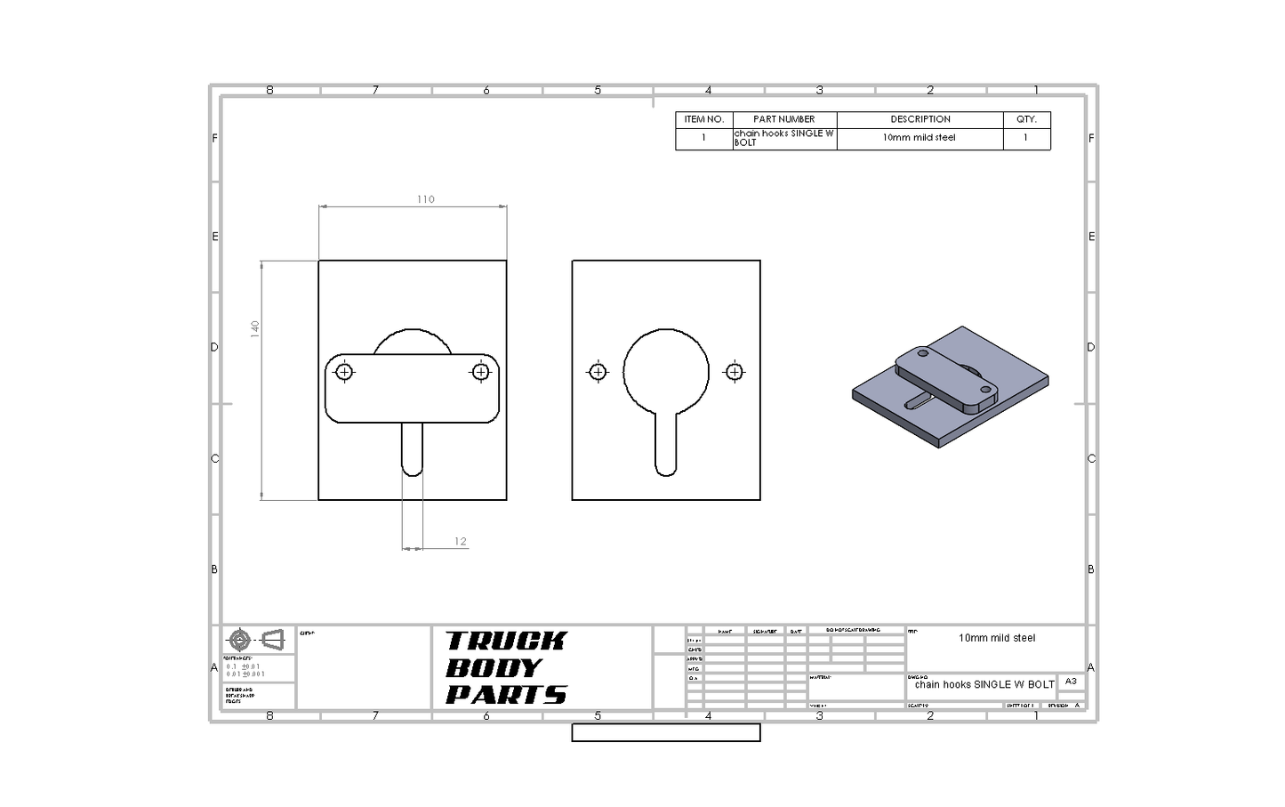 CHAIN / LASH DOWN POINTS FOR TIPPERS / BEAVERTAILS / TRAY BODYS