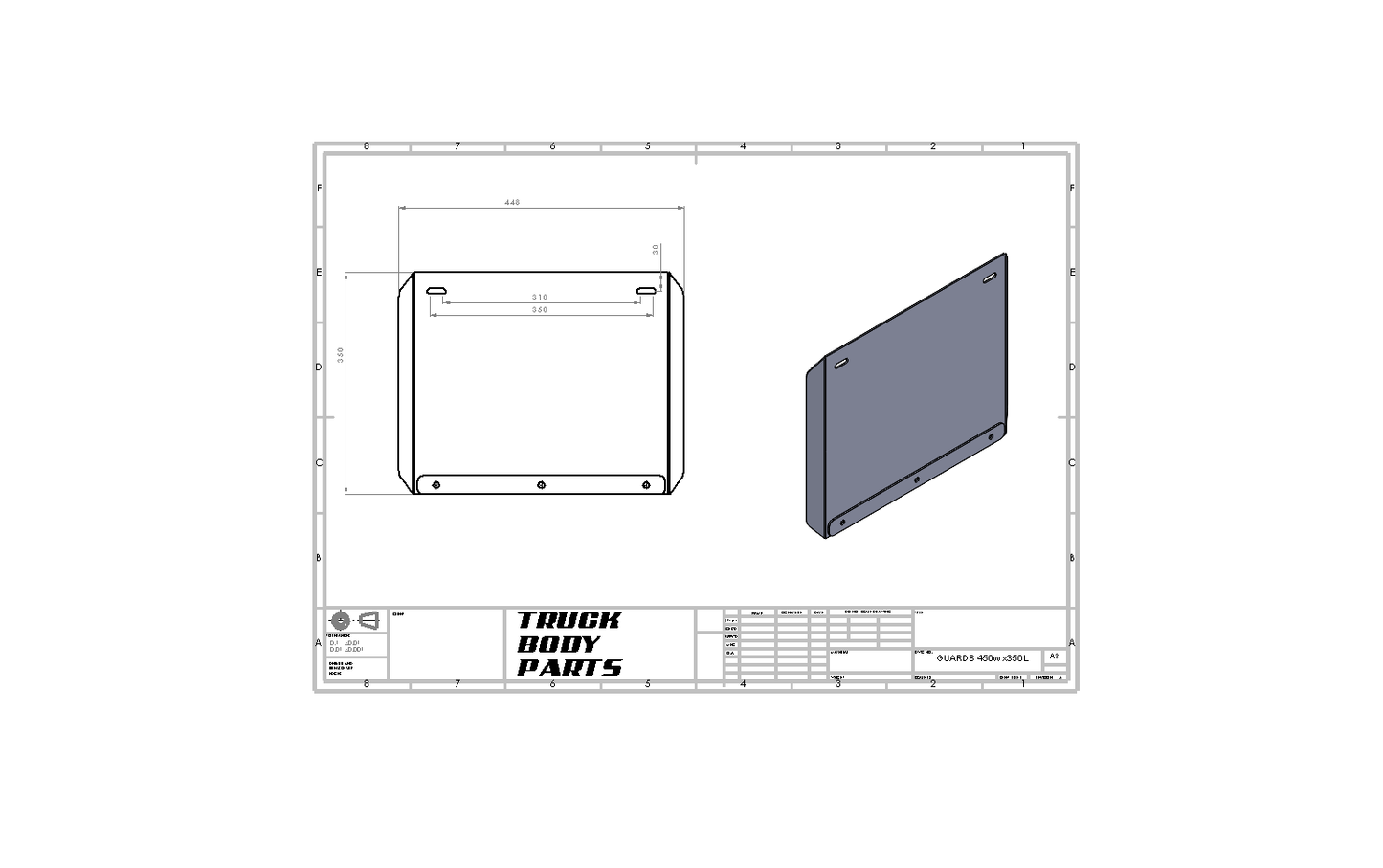 MUD GUARD 450mm Wide  X  350mm Long