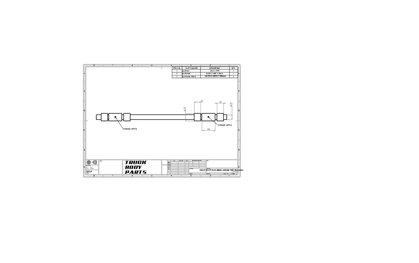 38mm TIPPER REAR POVIT BAR