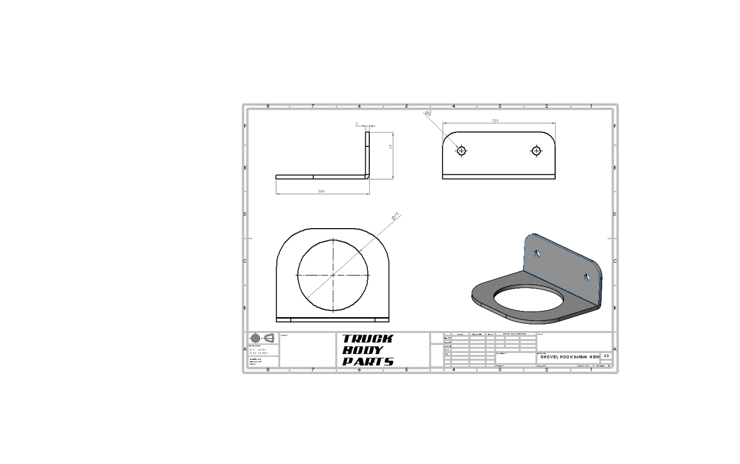 bolt on shovel hook bottom