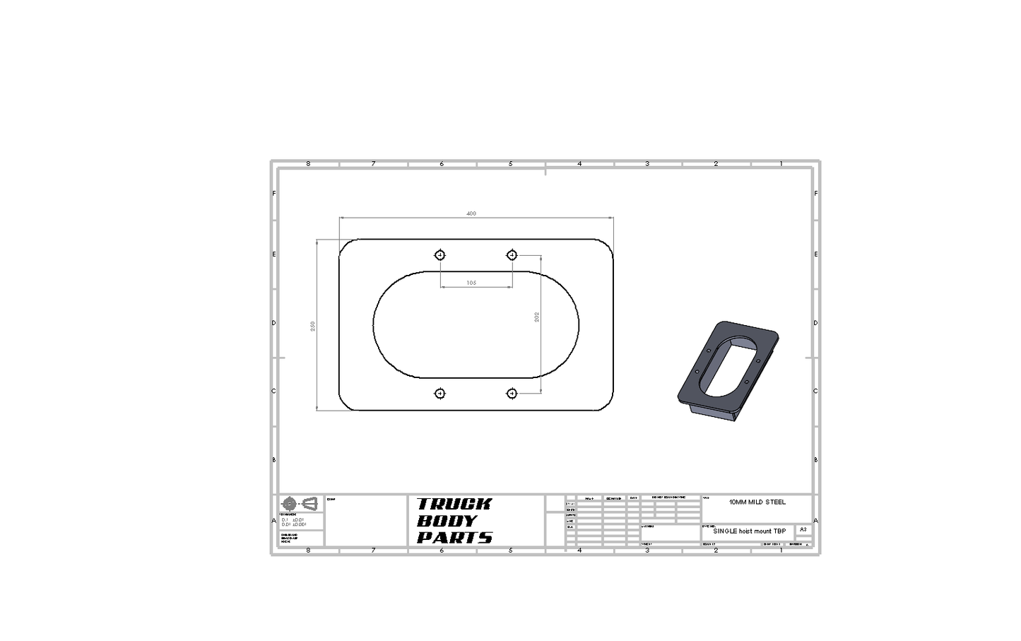 7 ton RATED SINGLE UNDER BODY HOIST MOUNT